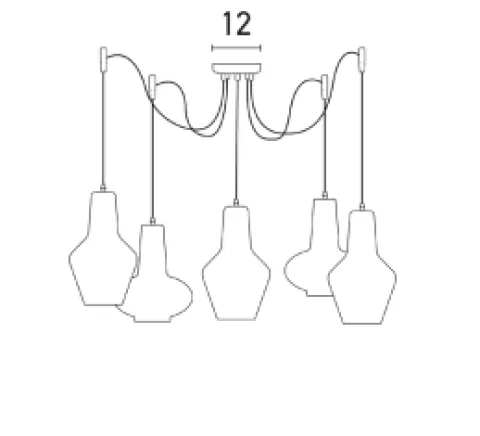 Candeeiro de tecto suspenso 5L GLASS CHROME PZA17150 - Zambelis