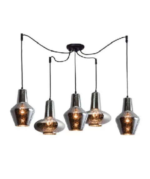 Candeeiro de tecto suspenso 5L GLASS CHROME PZA17150 - Zambelis