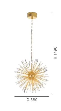 Candeeiro de Tecto Suspenso Moderno Eglo Vivaldo Dourado Ø680 mm 39255