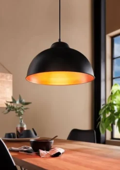 Candeeiro de tecto suspenso vintage Eglo Truro 2 PRETO COBRE 49247 Ø 370MM