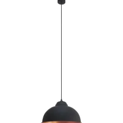 Candeeiro de tecto suspenso vintage Eglo Truro 2 PRETO COBRE 49247 Ø 370MM