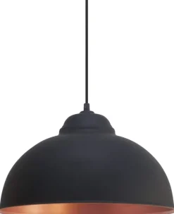 Candeeiro de tecto suspenso vintage Eglo Truro 2 PRETO COBRE 49247 Ø 370MM