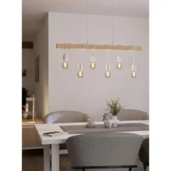 Candeeiro de teto branco e madeira TOWNSHEND EGLO 43705