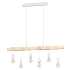Candeeiro de teto branco e madeira TOWNSHEND EGLO 43705
