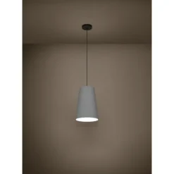 Candeeiro de teto com abajur cónico em tecido cinzento PETROSA EGLO 390135