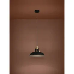 Candeeiro de teto com abajur cónico preto e detalhe dourado ESPINARDO EGLO 390229