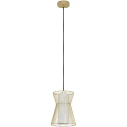 Candeeiro de teto com abajur de arame dourado e vidro opalino MASETA EGLO 99635