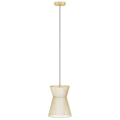 Candeeiro de teto com abajur de arame dourado e vidro opalino MASETA EGLO 99635