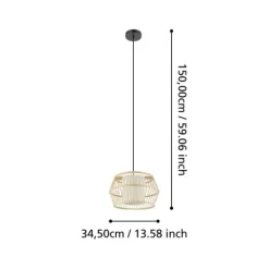 Candeeiro de teto com abajur de bambu natural MONTERROSO EGLO 390233