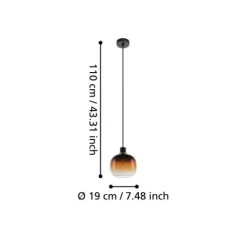 Candeeiro de teto com abajur de vidro esférico preto e castanho OILELLA EGLO 99614