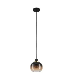 Candeeiro de teto com abajur de vidro esférico preto e castanho OILELLA EGLO 99614