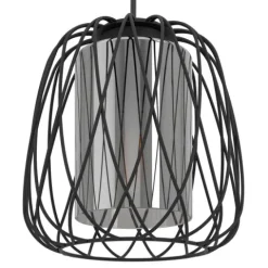 Candeeiro de teto com abajur de arame preto e vidro fumado FLORESTA EGLO 99705