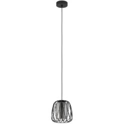 Candeeiro de teto com abajur de arame preto e vidro fumado FLORESTA EGLO 99705