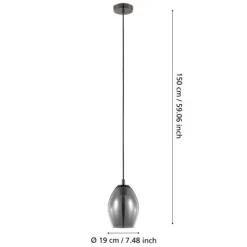 Candeeiro de teto com abajur em vidro fumado ESTANYS EGLO 39564
