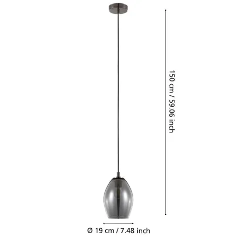 Candeeiro de teto com abajur em vidro fumado ESTANYS EGLO 39564