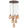 Candeeiro de teto com 10 abajures de vidro cobre SIRACUSA EGLO 39509