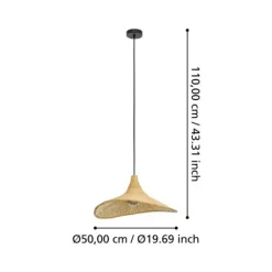 Candeeiro de teto com abajur em vime de bambu HAXEY EGLO 43869