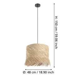 Candeeiro de teto com abajur em vime natural PAISANO EGLO 390238