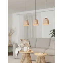 Candeeiro de teto com abajures em linho e bambu TABLEY EGLO 43976