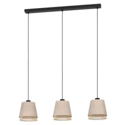 Candeeiro de teto com abajures em linho e bambu TABLEY EGLO 43976