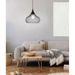 Candeeiro de teto com abajur em arame preto STAVERTON EGLO 43344