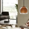 Candeeiro de Teto com Abajur em Vidro Transparente e Detalhes em Cobre ROCAMAR EGLO 94589