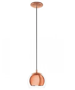 Candeeiro de Teto com Abajur em Vidro Transparente e Detalhes em Cobre ROCAMAR EGLO 94589