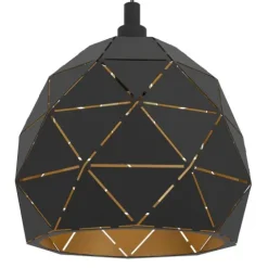 Candeeiro de teto com abajur geométrico preto e dourado ROCCAFORTE EGLO 97841