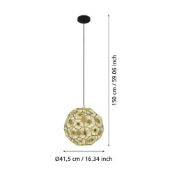 Candeeiro de teto com abajur metal latão e design geométrico SKOURA EGLO 39755