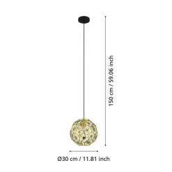 Candeeiro de teto com abajur metálico cor de latão SKOURA EGLO 39754