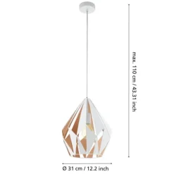 Candeeiro de teto com abajur metálico branco e dourado CARLTON 1 EGLO 49932