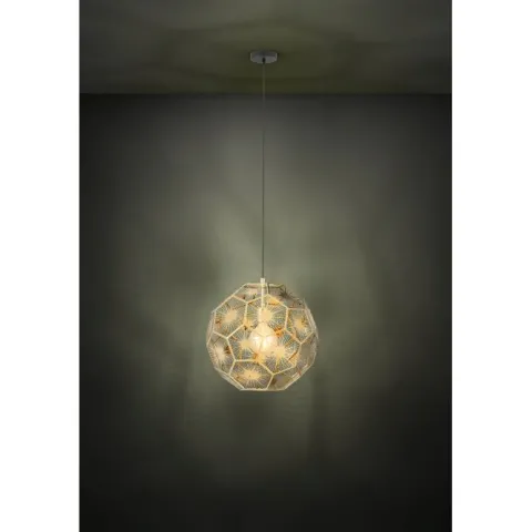 Candeeiro de teto com abajur metálico latão geométrico SKOURA EGLO 39756