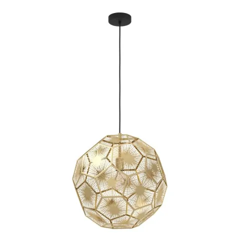 Candeeiro de teto com abajur metálico latão geométrico SKOURA EGLO 39756
