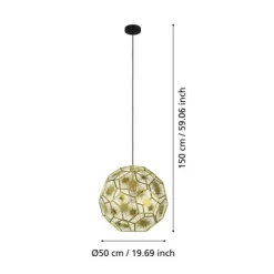 Candeeiro de teto com abajur metálico latão geométrico SKOURA EGLO 39756