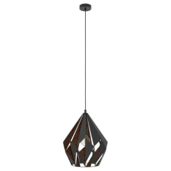 Candeeiro de teto com abajur metálico preto e interior cobre CARLTON 1 EGLO 49878
