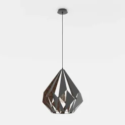 Candeeiro de teto com abajur metálico preto e interior cobre CARLTON 1 EGLO 49878