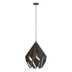 Candeeiro de teto com abajur metálico preto e interior cobre CARLTON 1 EGLO 49878