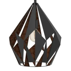 Candeeiro de teto com abajur metálico preto e interior cobre CARLTON 1 EGLO 49878