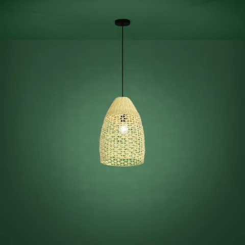 Candeeiro de teto com abajur oval em vime natural SAMBUCONA EGLO 390237