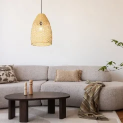 Candeeiro de teto com abajur oval em vime natural SAMBUCONA EGLO 390237
