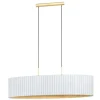Candeeiro de teto com abajur oval em veludo branco e dourado TAMARESCO EGLO 39764