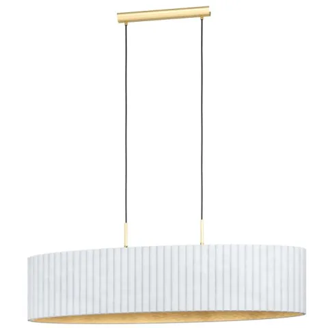 Candeeiro de teto com abajur oval em veludo branco e dourado TAMARESCO EGLO 39764