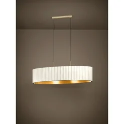 Candeeiro de teto com abajur oval em veludo branco e dourado TAMARESCO EGLO 39764