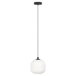 Candeeiro de teto com abajur redondo em vidro branco MANTUNALLE EGLO 99366
