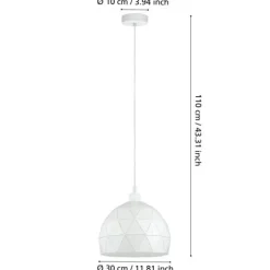 Candeeiro de teto com abajur redondo em metal branco ROCCAFORTE EGLO 97854