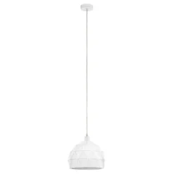 Candeeiro de teto com abajur redondo em metal branco ROCCAFORTE EGLO 97854
