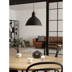 Candeeiro de teto com abajur redondo preto e branco PRIDDY EGLO 43878