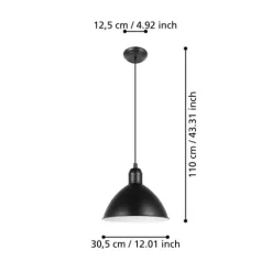 Candeeiro de teto com abajur redondo preto e branco PRIDDY EGLO 43878