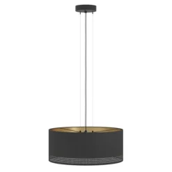 Candeeiro de teto com abajur redondo têxtil preto ESTEPERRA EGLO 99274