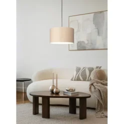 Candeeiro de teto com abajur redondo em linho natural FENIGLIA EGLO 900859